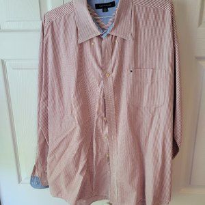 Tommy Hilfiger Red & White stripe Dress Shirt - Size XXL